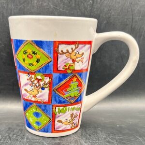 Royal Norfolk Christmas Reindeer Coffee Mug Ceramic Holiday Cup Wreath 12 oz